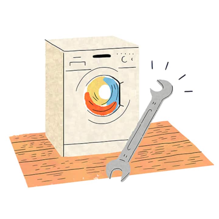 illustration of washing machine and wrench