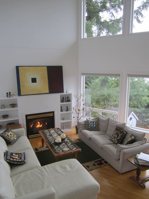 The living room as viewed from the stairway