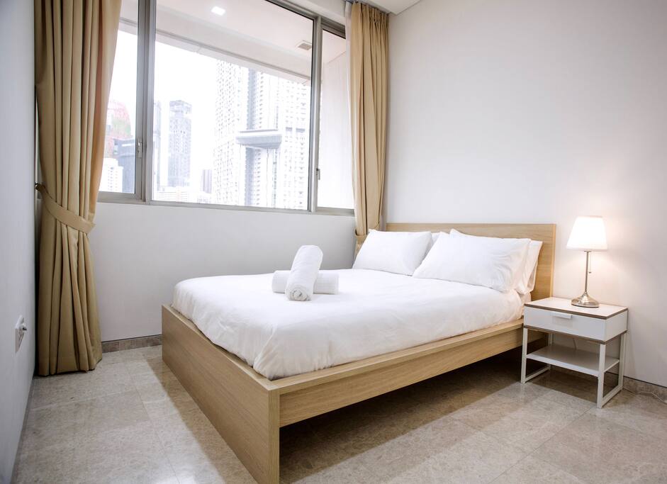Second bedroom has a queen-size bed with lots of wardrobe space.