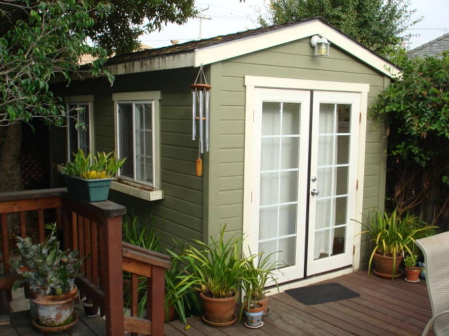 Looking at the cottage from the kitchen
