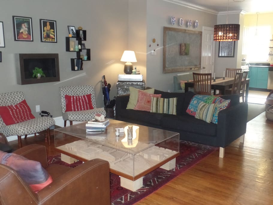 Living room and dining room