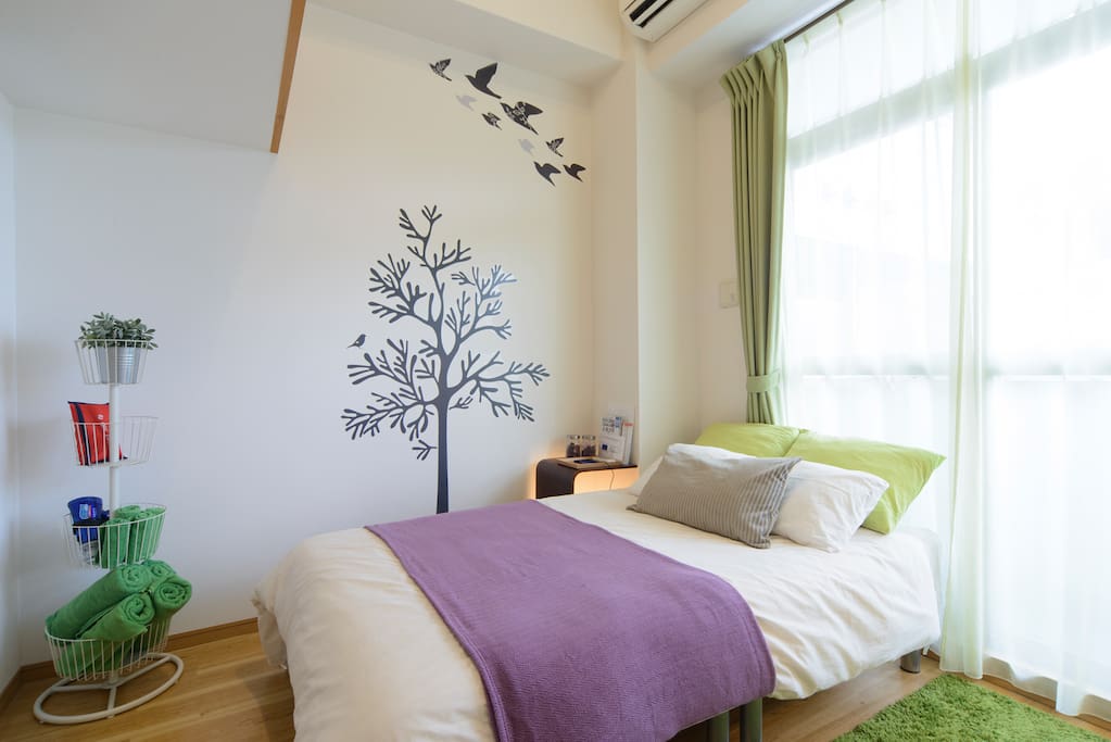 semi-double size bed with comfortable linen