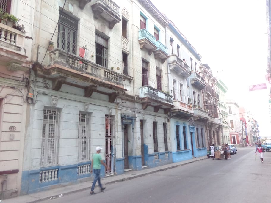 Our building. Our house is the whole first floor of the blue facade.