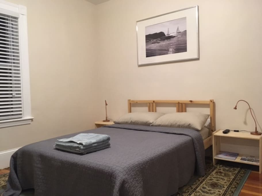 Full size bed, b/w plush and firm from Ikea