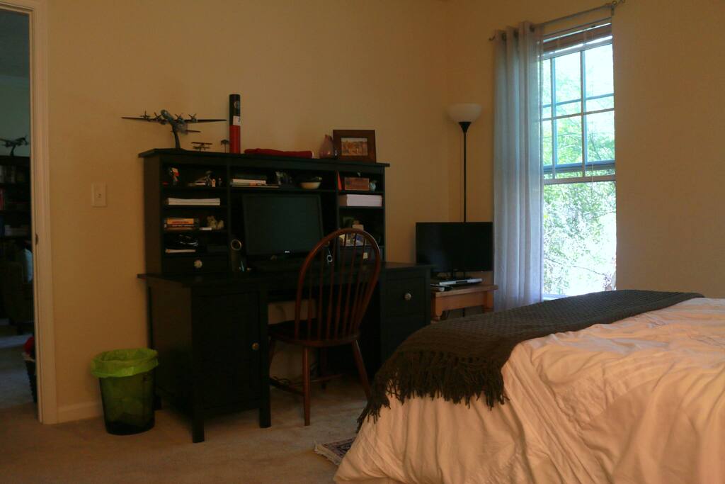 Desk for working and TV with cable