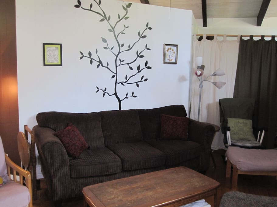 Comfortable couch for lounging or watching TV