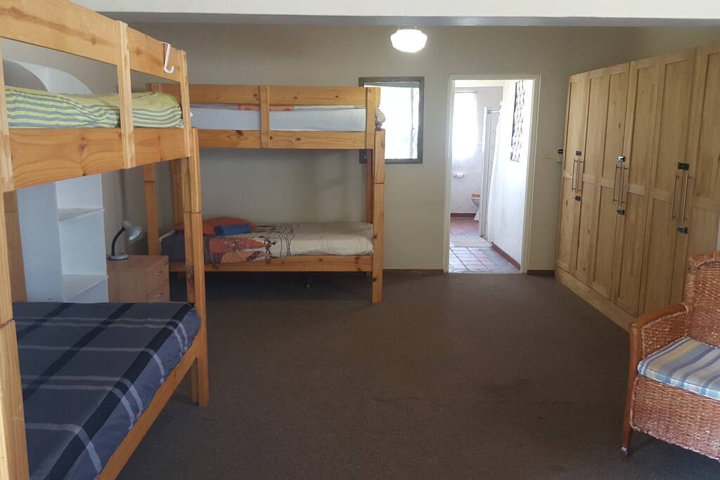 6-bed mixed dorm rooms , carpet floors, clean room