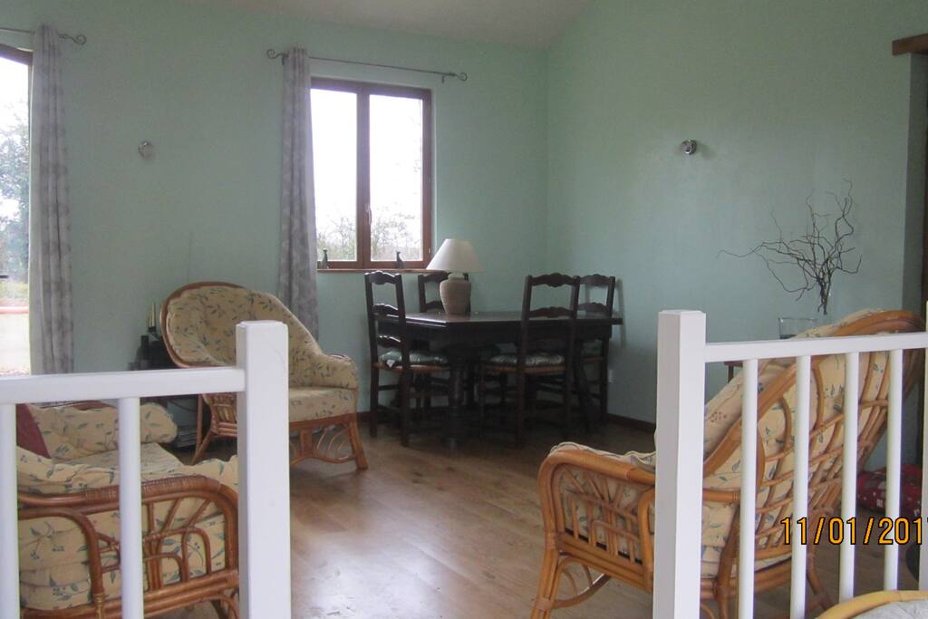 Our living room with dining table
