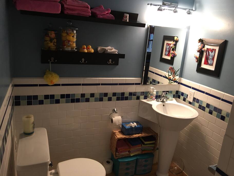 View from 6' soaking tub in master bathroom #1. If no one is renting the double bedroom, you have this bathroom all to yourself.