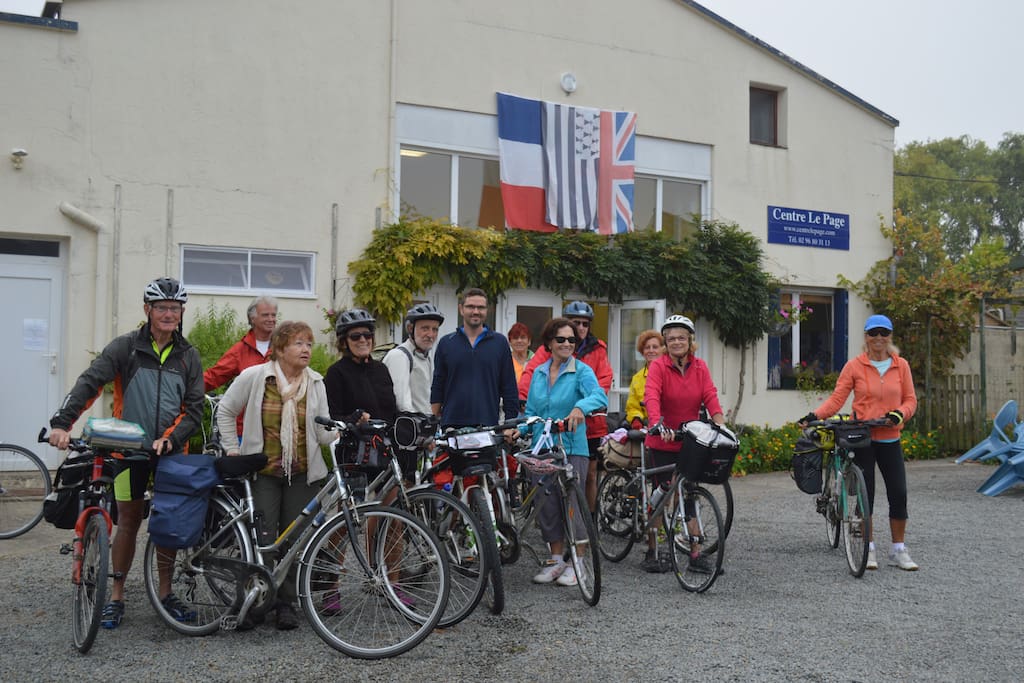 A cycling group in front of the centre