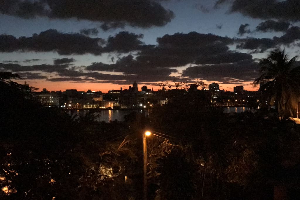 View of sunset over Old Havana from your private terrace