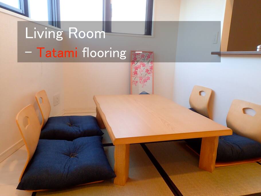 Tatami flooring, Table, Chairs