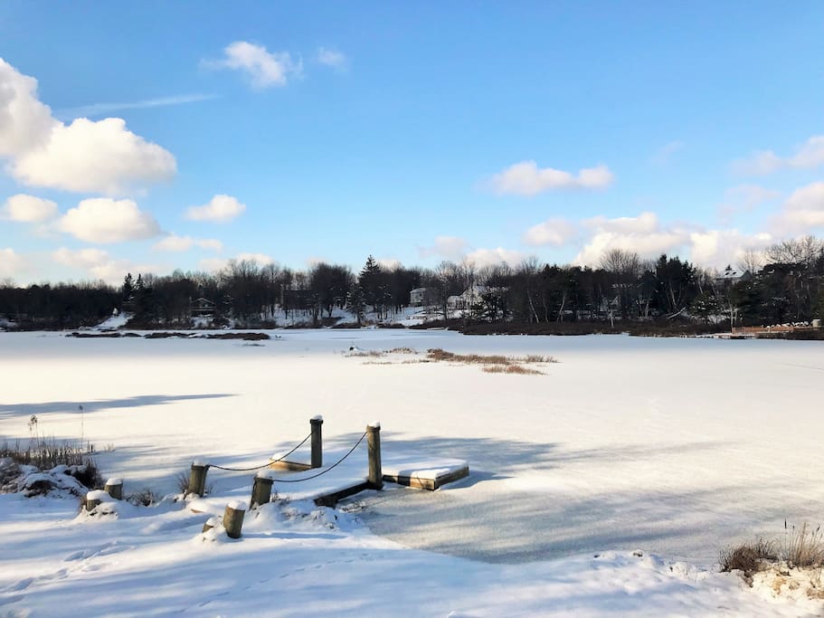 Lake, private dock