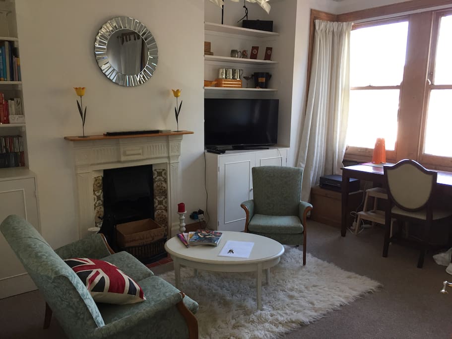 Work from the desk in the window or relax in front of the tv...
