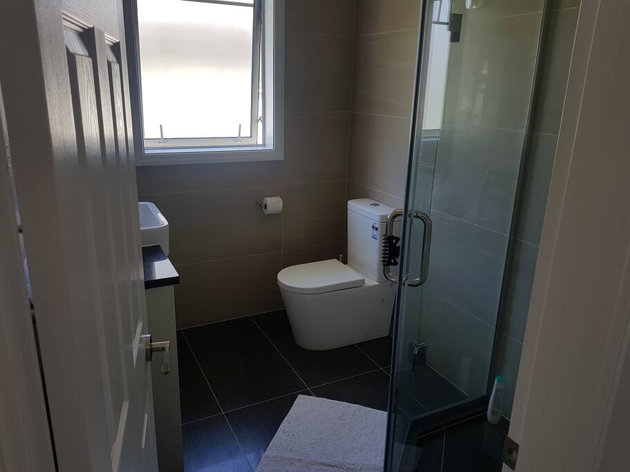 Modern Private Bathroom with Shower/Vanity/Storage/Toilet