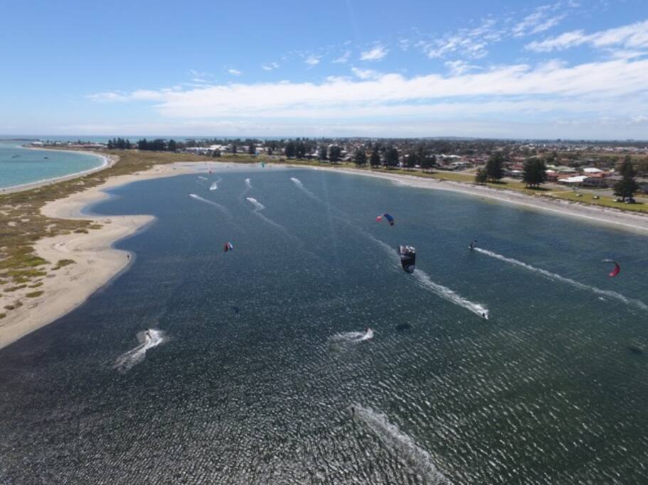 Aerial of the pond in summer
