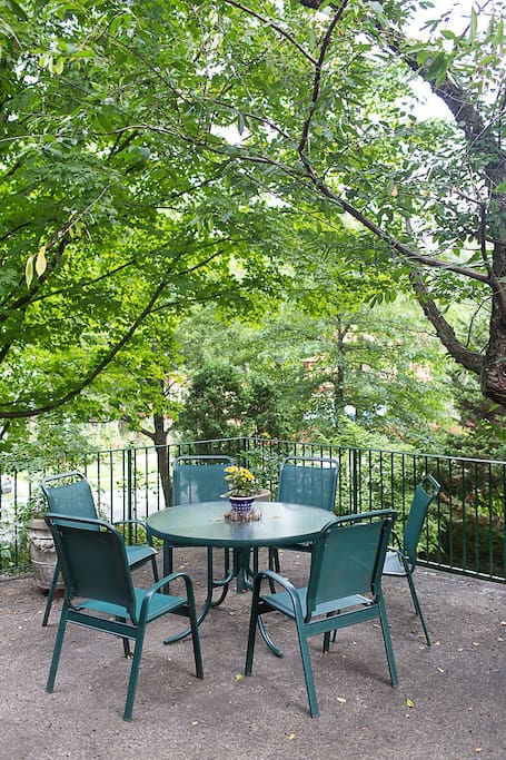 enjoy our deck seating among the trees