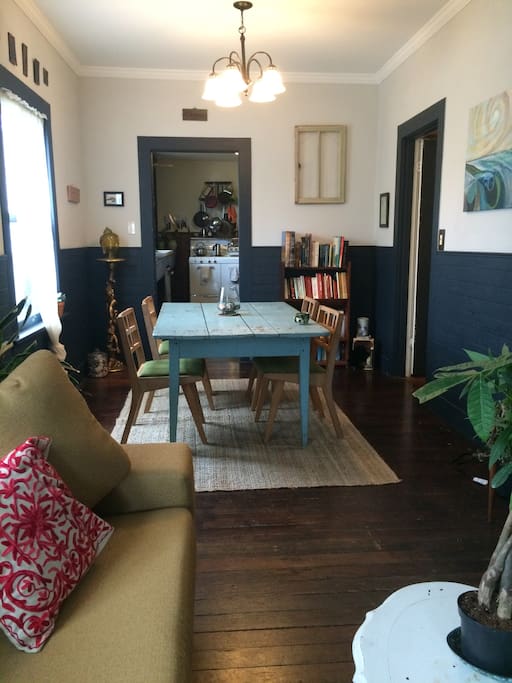 Looking from living room through dining to kitchen.