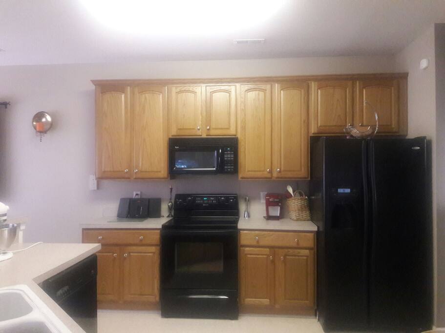 Kitchen equipped with everything you need to create meals and desserts; and access to fridge, stove, microwave and 1-cup Keurig.