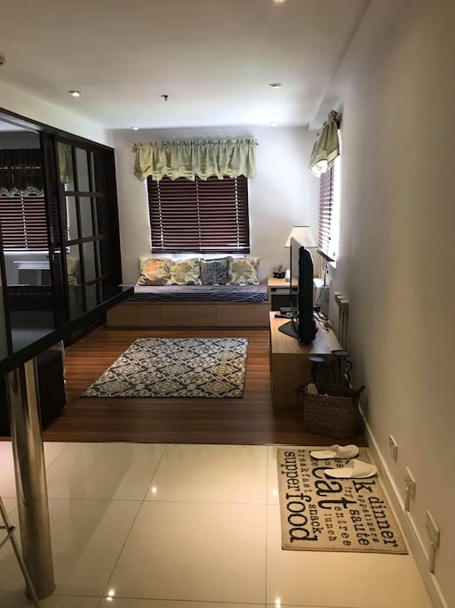 Tinted Glass sliding door in the bedroom for privacy