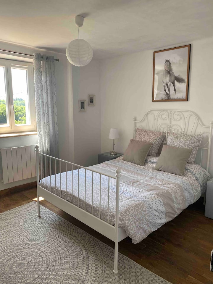 Second double bedroom on the first floor with beautiful countryside views and double wardrobe and dressing table area with wall mirror.