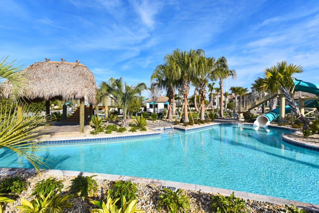 Lazy river heated to 84F Oasis Club included in rental costs