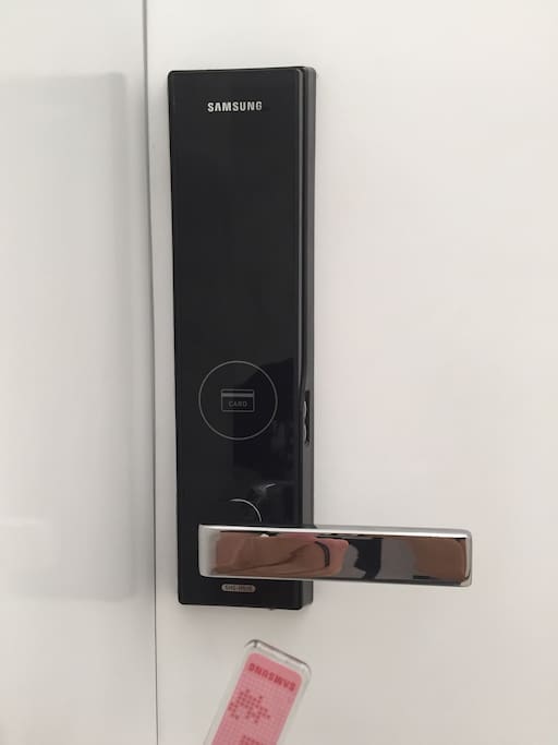Main door with an electronic lock that works with a card