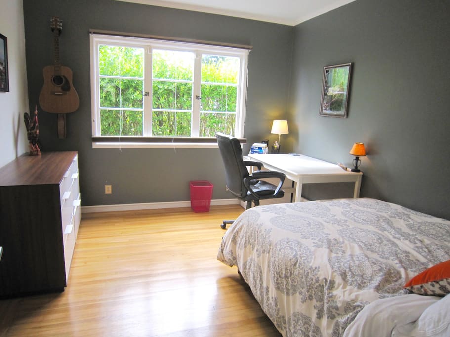 There is a large dresser and closet for your belongings.