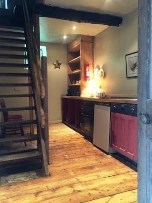 Kitchen - hob, sink, fridge