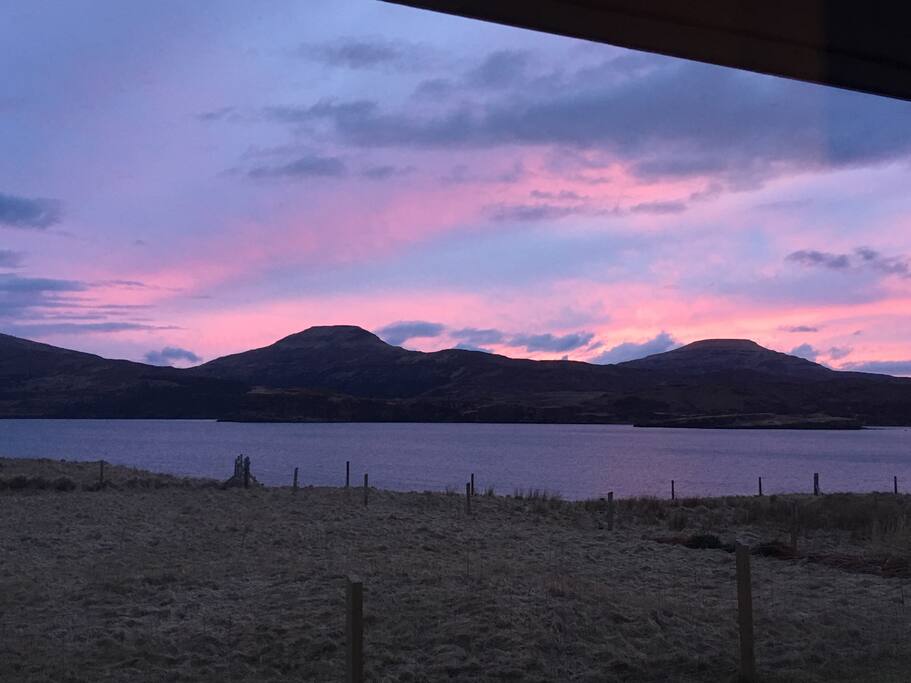 Sunset over Macleods Tables and Loch Vatten viewed from Papillon B&B