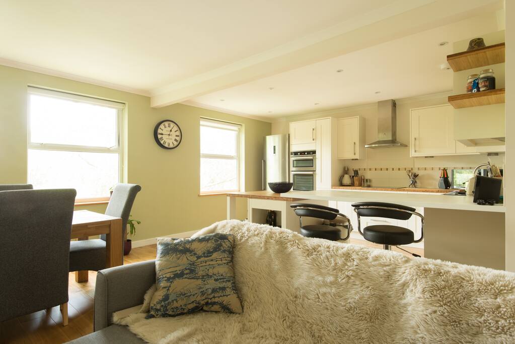 Open concept sitting room/kitchen.