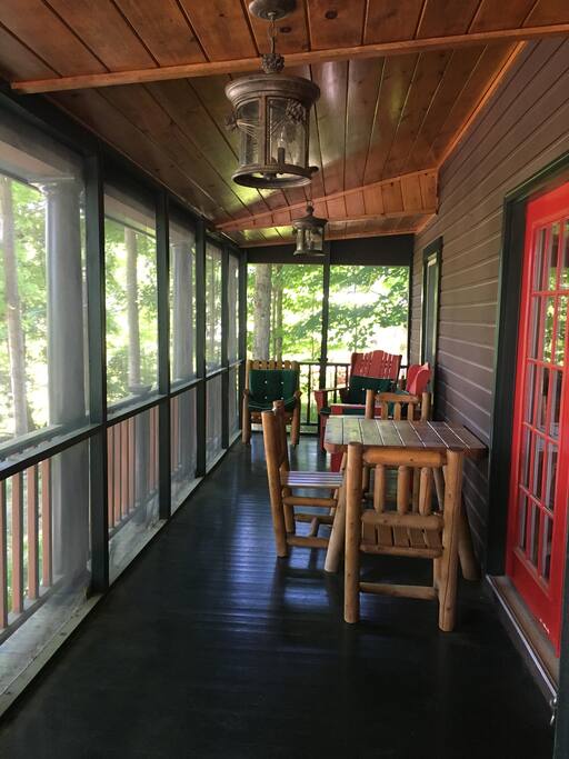 Pine cottage screened front porch