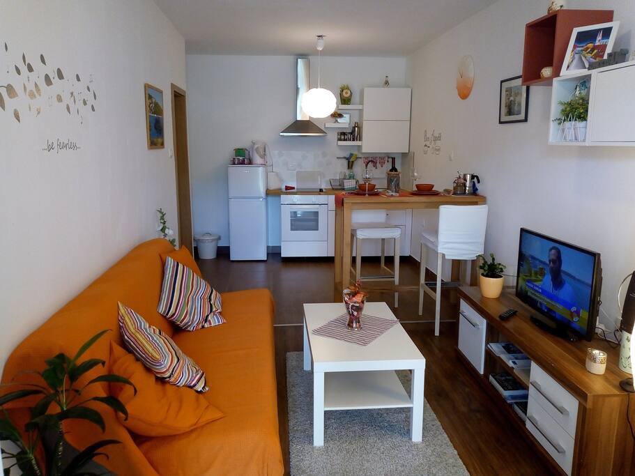 Living room and the kitchen