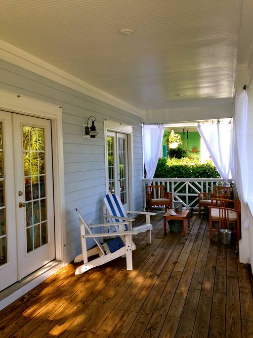 The South Facing Porch has Sun in Morning and Shade in Afternoon