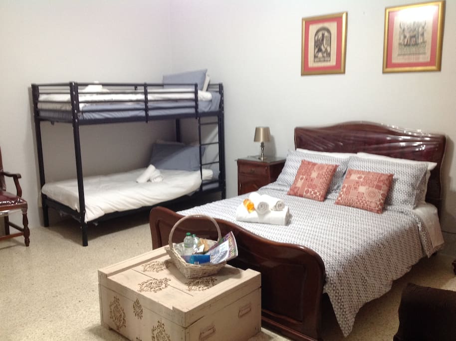 Bedroom 1 - 1 double bed and 1 bunk bed with balcony