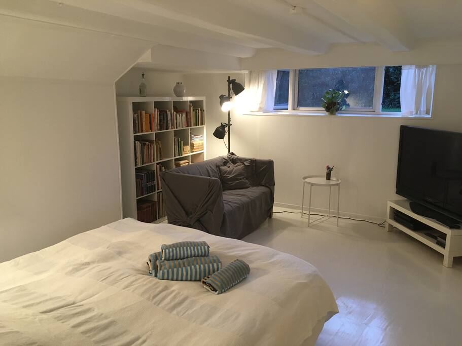The bedroom - 20 m2 - with additional sofa and TV