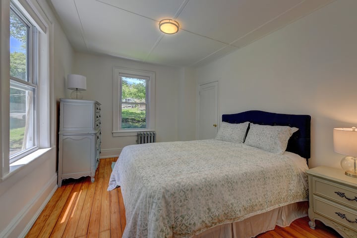 Relish in our queen-size bedroom, with ample room to unwind and a convenient chest of drawers for your storage needs. This well-appointed room is equipped with reliable A/C and heating to ensure the perfect temperature for your comfort/relaxation.