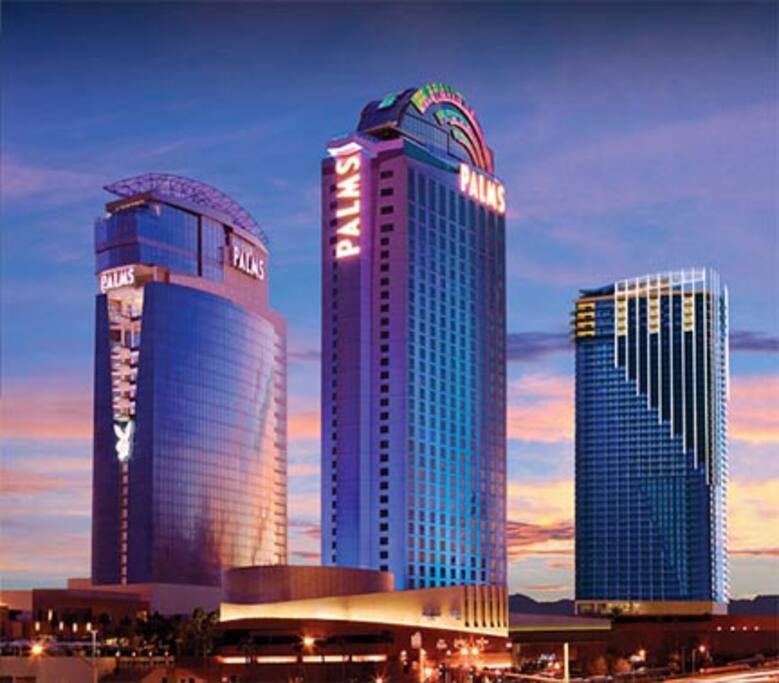 Palms Properties, you are staying at the Palms Place, which is the modern building on the right of the image.