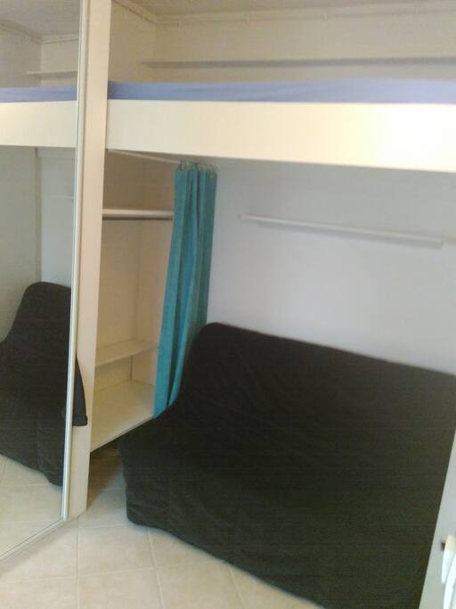 Bedroom (one bed up and the couch turns into a very comfy bed)