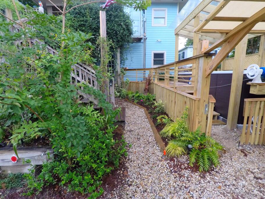 The walkway to the downstairs one bedroom unit.