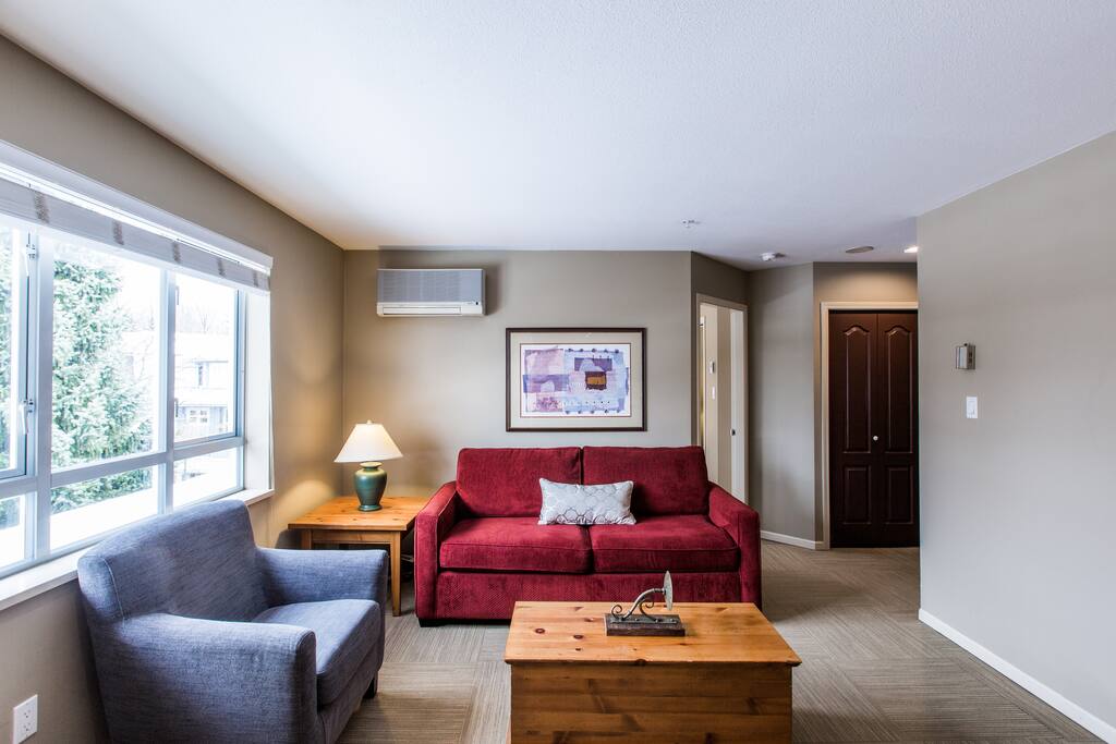 Living room with sofa bed and air conditioning