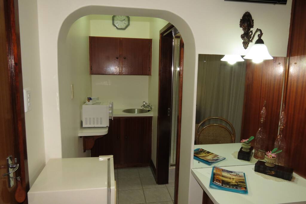 Mini kitchenette and desk/dresser