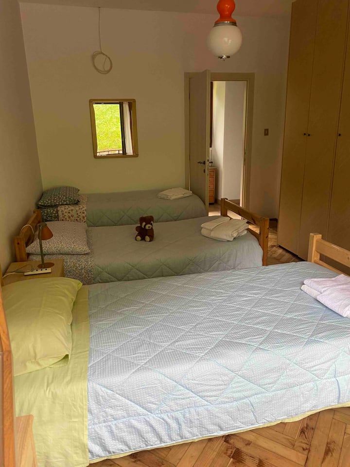 Ова е втората соба со три единечни кревета 