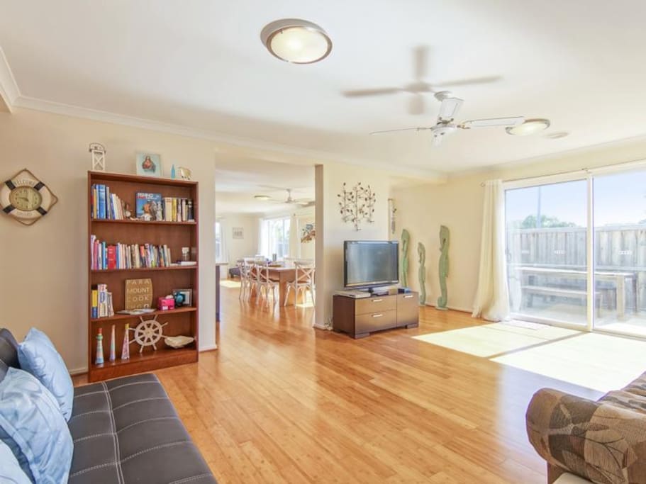 Open plan living with separate entertaining areas inside and outside.