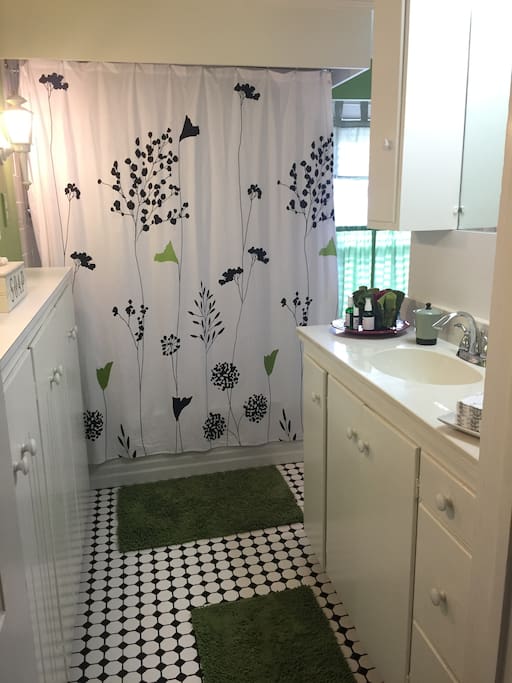 The hall bath is shared by one other AirBnB room.