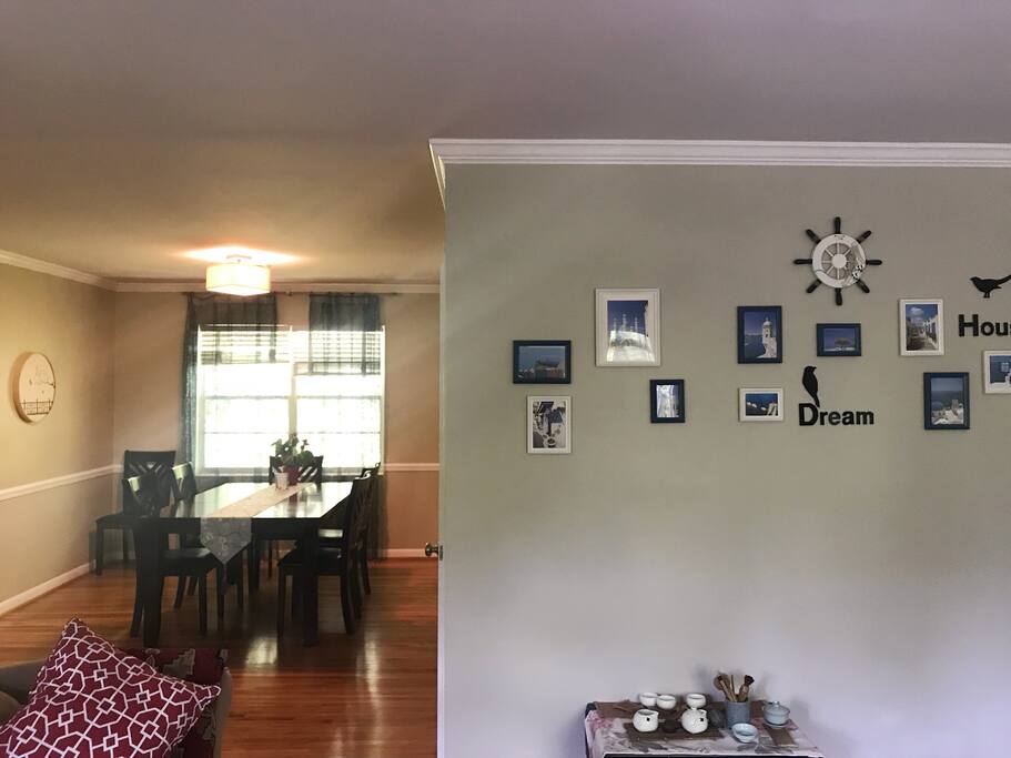 Living room and dining room