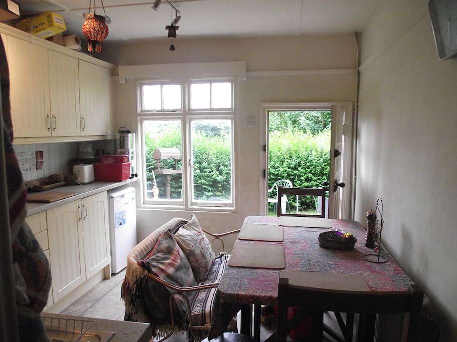 Kitchen - backdoor leads to garden