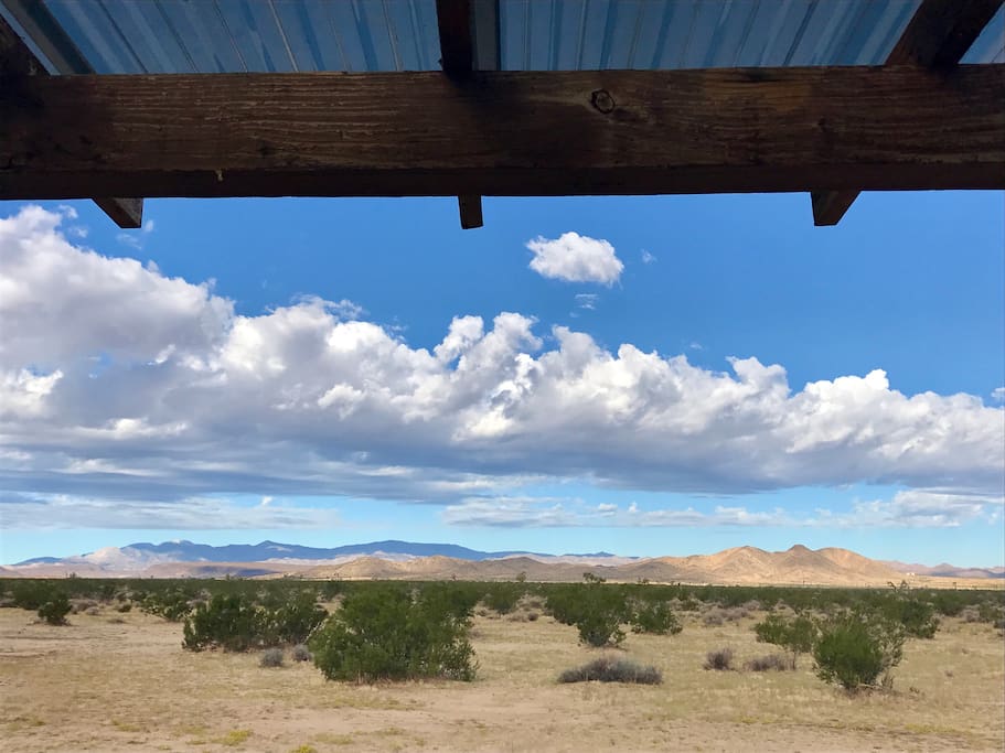 View from the back patio. Endless open desert with trails.