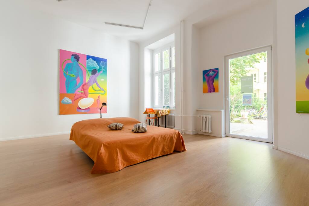 Step out into morning sunlight on our terrace outside room #3. (Photo: Klara Yoon. Art: Stefan Schlitter.)