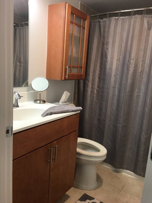 Bathroom with bath tub.